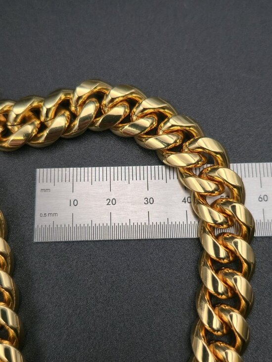 24 Inch Gold Over Stainless Steel Miami Cuban Link Chain Necklace B1127 - Picture 5 of 6